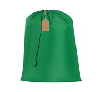 sourcing map Extra Large Laundry Bag, 56x70cm Drawstring Laundry Bag with Blank Tag Dirty Clothes Organizer Washable Basket Liner Storage Sack for College Dorm Travel Home Hamper, Green