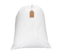 sourcing map Extra Large Laundry Bag, 56x70cm Drawstring Laundry Bag with Blank Tag Dirty Clothes Organizer Washable Basket Liner Storage Sack for College Dorm Travel Home Hamper, White