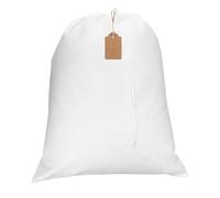 sourcing map Extra Large Laundry Bag, 71x101cm Drawstring Laundry Bag with Blank Tag Dirty Clothes Organizer Washable Basket Liner Storage Sack for College Dorm Travel Home Hamper, White