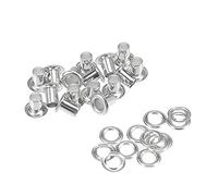 sourcing map Eyelets with Washers, 8 x 4 x 7mm Copper Through Hole Hollow Rivets Grommets Silver Tone 100 Set