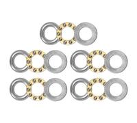 sourcing map F10-18M Thrust Ball Bearing 10mm x 18mm x 5.5mm Brass with Washers ABEC1 5pcs