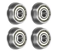 sourcing map F624ZZ Flanged Ball Bearing, 4pcs 4 x 13 x 5 mm Chrome Steel Double Shielded ABEC3 ZV2 Flange Bearings