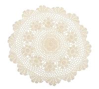 sourcing map Fabric Coasters, 1pcs 20" - Cotton Woven Crochet Doilies, Lace Embroidery Cup Mat with Floral Pattern for Wedding Party Decoration (Beige)