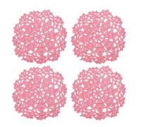 sourcing map Fabric Coasters, 4pcs 4" - Cotton Woven Crochet Doilies, Lace Embroidery Cup Mat with Floral Pattern for Wedding Party Decoration (Pink)