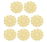 sourcing map Fabric Coasters, 8pcs 4" - Cotton Woven Crochet Doilies, Lace Embroidery Cup Mat with Floral Pattern for Wedding Party Decoration (Light Yellow)
