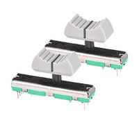 sourcing map Fader Variable Resistors Mixer 45mm Straight Slide Potentiometer B10K Ohm Dual Channel Potentiometers with Knobs 2pcs
