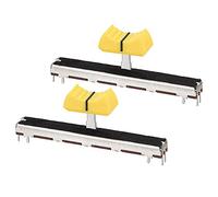 sourcing map Fader Variable Resistors Mixer 75mm Straight Slide Potentiometer B10K Ohm Yellow Black Knobs 2pcs