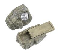 sourcing map Fake Rock Hidden Key Box, Hide a Spare Key Waterproof Key Hider, Key Storage Lock Box Stone for Outside Garden Decoration, Dark Grey