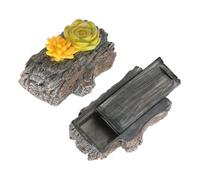 sourcing map Fake Rock Hidden Key Box, Hide a Spare Key Waterproof Tree Stump Key Hider, Key Storage Lock Box Stone for Outside Garden Decoration, Brown