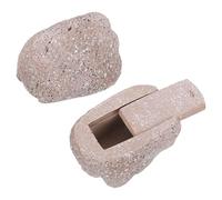 sourcing map Fake Rock Key Hider, Hide A Spare Key Outdoor Waterproof Fake Rock Hider Decoration Safe Storage Lock Box for Outside Garden Decoration, Light Khaki