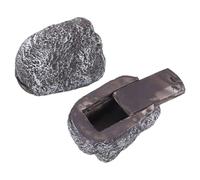 sourcing map Fake Rock Key Hider, Hide A Spare Key Outdoor Waterproof Fake Rock Hider Decoration Safe Storage Lock Box for Outside Garden Decoration, Dark Gray
