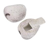 sourcing map Fake Rock Key Hider, Hide A Spare Key Outdoor Waterproof Fake Rock Hider Decoration Safe Storage Lock Box for Outside Garden Decoration, Light Yellow