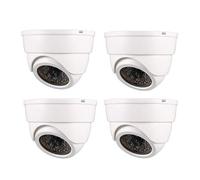sourcing map Fake Security Camera Dummy Dome CCTV with Blinking Red LED Warning Light for Home Outdoor Indoor White 4pcs