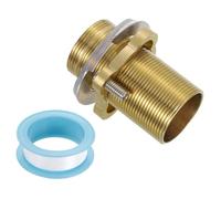 sourcing map Faucet Mount Extension Shank 2.4"x 1.25" Brass Pipe Faucet Extension Nipple Locknut Kit Extension Threaded Lengthen Fixed High Foot with Nut and Gasket Faucet Fittings for Basin