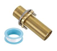 sourcing map Faucet Mount Extension Shank 4"x 1.25" Brass Pipe Faucet Extension Nipple Locknut Kit Extension Threaded Lengthen Fixed High Foot with Nut and Gasket Faucet Fittings for Basin