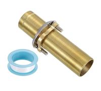 sourcing map Faucet Mount Extension Shank 5"x 1.25" Brass Pipe Faucet Extension Nipple Locknut Kit Extension Threaded Lengthen Fixed High Foot with Nut and Gasket Faucet Fittings