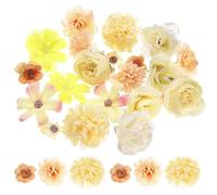 sourcing map Faux Flower Heads Mini Artificial Flowers Bulk Small Multicolor Fabric Flowers for DIY Craft Wedding Party Home Decoration, Yellow