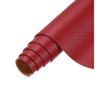 sourcing map Faux Leather Sheets, 8x53 Inch (20x135cm) Smooth Solid PU Leather Fabric Roll for DIY Handmade Craft Sewing Bowing Earrings, Conch Red/Yellow