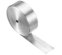 sourcing map Faux Leather Strips 1" Wide 197" Long Metallic Flat PU Leather Belt Strip Cord Soft Straps for Crafts Diy Sewing Traction Ropes, Silver