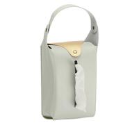 sourcing map Faux Leather Tissue Box Cover, Rectangular PU Tissue Box Cover with Button and Detachable Handle Tissue Holder Bag for Home/Bathroom/Car/Office(Gray, 7.48 x 4.72 x 3.15 Inch)