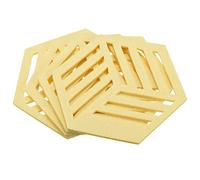 sourcing map Felt Coasters, 4pcs Hexagon Mat Pad Coaster for Drink Cup Pot Bowl Vase, Light Yellow