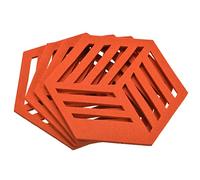 sourcing map Felt Coasters, 4pcs Hexagon Mat Pad Coaster for Drink Cup Pot Bowl Vase, Orange