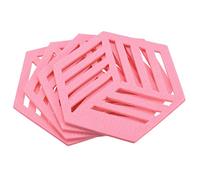 sourcing map Felt Coasters, 4pcs Hexagon Mat Pad Coaster for Drink Cup Pot Bowl Vase, Pink