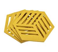 sourcing map Felt Coasters, 4pcs Hexagon Mat Pad Coaster for Drink Cup Pot Bowl Vase, Yellow