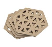 sourcing map Felt Coasters, 4pcs Hexagonal Pad Coaster for Drink Cup Pot Bowl Vase, Beige