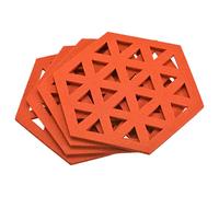 sourcing map Felt Coasters, 4pcs Hexagonal Pad Coaster for Drink Cup Pot Bowl Vase, Orange