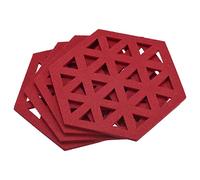 sourcing map Felt Coasters, 4pcs Hexagonal Pad Coaster for Drink Cup Pot Bowl Vase, Red