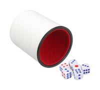 sourcing map Felt Lined Professional Dice Cup, PU Leather Quiet Shaker Cups Includes 6 Dot Dice for Bar Gatherings Party Board Games, White