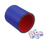 sourcing map Felt Lined Professional Dice Cup, PU Leather Quiet Shaker Cups Includes 6 Dot Dice for Bar Gatherings Party Board Games, Blue