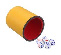 sourcing map Felt Lined Professional Dice Cup, PU Leather Quiet Shaker Cups Includes 6 Dot Dice for Bar Gatherings Party Board Games, Yellow