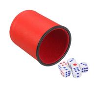 sourcing map Felt Lined Professional Dice Cup, PU Leather Quiet Shaker Cups Includes 6 Dot Dice for Bar Gatherings Party Board Games, Red