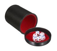 sourcing map Felt Lined Professional Dice Cup, PU Leather Quiet Shaker Cups with Lid Includes 6 Dot Dice for Bar Gatherings Party Board Games, Black