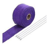 sourcing map Fiberglass Exhaust Wrap Tape, 2" x 16' Purple Header Heat Wrap with 4 Stainless Ties for Hot Rods and Motorcycle