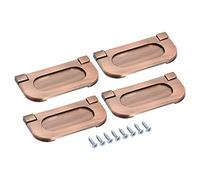 sourcing map Finger Flush Pull Handle 74x34x5mm Rectangle for Drawer Door Copper Tone 4pcs
