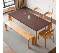 sourcing map Fitted Tablecloth with Elastic Edge, PU Stretch Rectangle Table Cloth Waterproof Stretchable Tables Cover for 32 x 55 Inch Table Indoor & Outdoor Restaurant Party, Brown