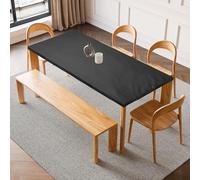 sourcing map Fitted Tablecloth with Elastic Edge, PU Stretch Rectangle Table Cloth Waterproof Stretchable Tables Cover for 24 x 24 Inch Table Indoor & Outdoor Restaurant Party, Black