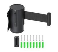 sourcing map Fixed Wall Mount Retractable Belt Barrier, 16.4 ft Fixed Crowd Control Retractable Belts for Queue Retail Store Stadium Black Rope with Black ABS Case