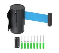 sourcing map Fixed Wall Mount Retractable Belt Barrier, 16.4 ft Fixed Crowd Control Retractable Belts for Queue Retail Store Stadium Light Blue Belt with Black ABS Case