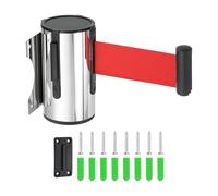 sourcing map Fixed Wall Mount Retractable Belt Barrier, 16.4 ft Fixed Crowd Control Retractable Belts for Queue Retail Store Stadium Red Belt with Steel Case