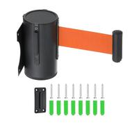 sourcing map Fixed Wall Mount Retractable Belt Barrier, 16.4 ft Fixed Crowd Control Retractable Belts for Queue Retail Store Stadium Orange Belt with Black ABS Case