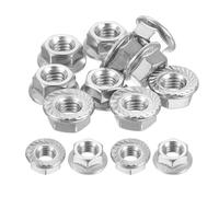 sourcing map Flange Left Hand Nuts, M8x1.25mm 304 Stainless Steel Serrated Flange Left Hand Reverse Nuts for Assembling and Fastening, Silver 10pcs