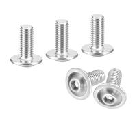sourcing map Flanged Button Head Socket Cap Screws, 100 Pcs M5x12mm - 304 Stainless Steel Socket Drive Fasteners Bolts, Fully Thread Machine Screws for Furniture Installation (Silver)