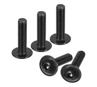 sourcing map Flanged Button Head Socket Cap Screws, 100 Pcs M5x20mm - 304 Stainless Steel Socket Drive Fasteners Bolts, Fully Thread Machine Screws for Furniture Installation (Black)