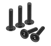sourcing map Flanged Button Head Socket Cap Screws, 100 Pcs M5x25mm - 304 Stainless Steel Socket Drive Fasteners Bolts, Fully Thread Machine Screws for Furniture Installation (Black)