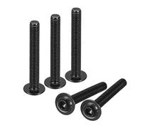 sourcing map Flanged Button Head Socket Cap Screws, 15pcs M6x50mm 304 Stainless Steel Black Oxide Socket Drive Fasteners Bolts, Fully Thread Machine Screws