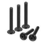 sourcing map Flanged Button Head Socket Cap Screws, 25 Pcs M4x45mm - 304 Stainless Steel Socket Drive Fasteners Bolts, Fully Thread Machine Screws for Furniture Installation (Black)